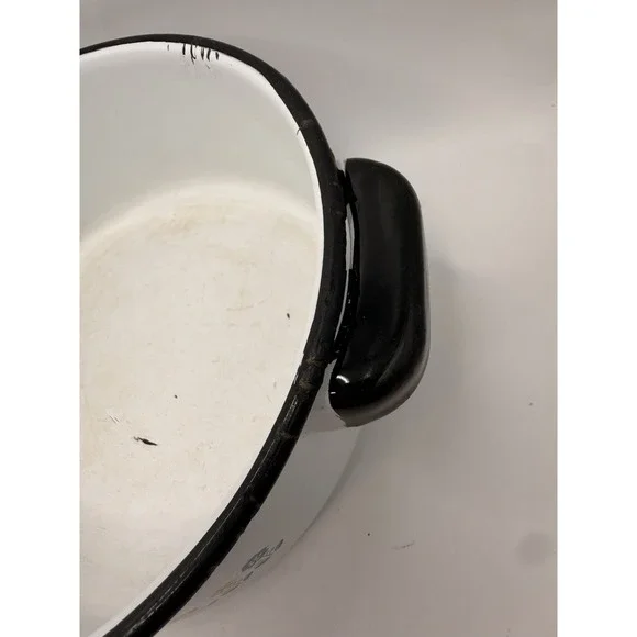 Vintage Berggren Swedish Folkart Enamelware Pot w/Lid "Denna Stuvning" Z10 - Picture 4 of 16